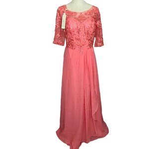 NWT  Chiffon Elbow Sleeve Length Wedding Dress   Size: 6